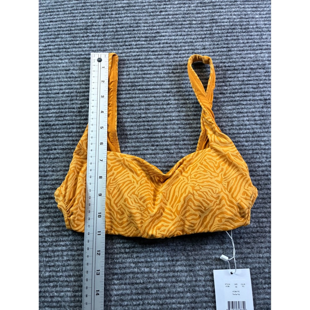 Andie Swim The Rye Top Bikini Topaz Zebra Print AT266-TPZ Boho Mustard Yellow XS - Picture 4 of 5